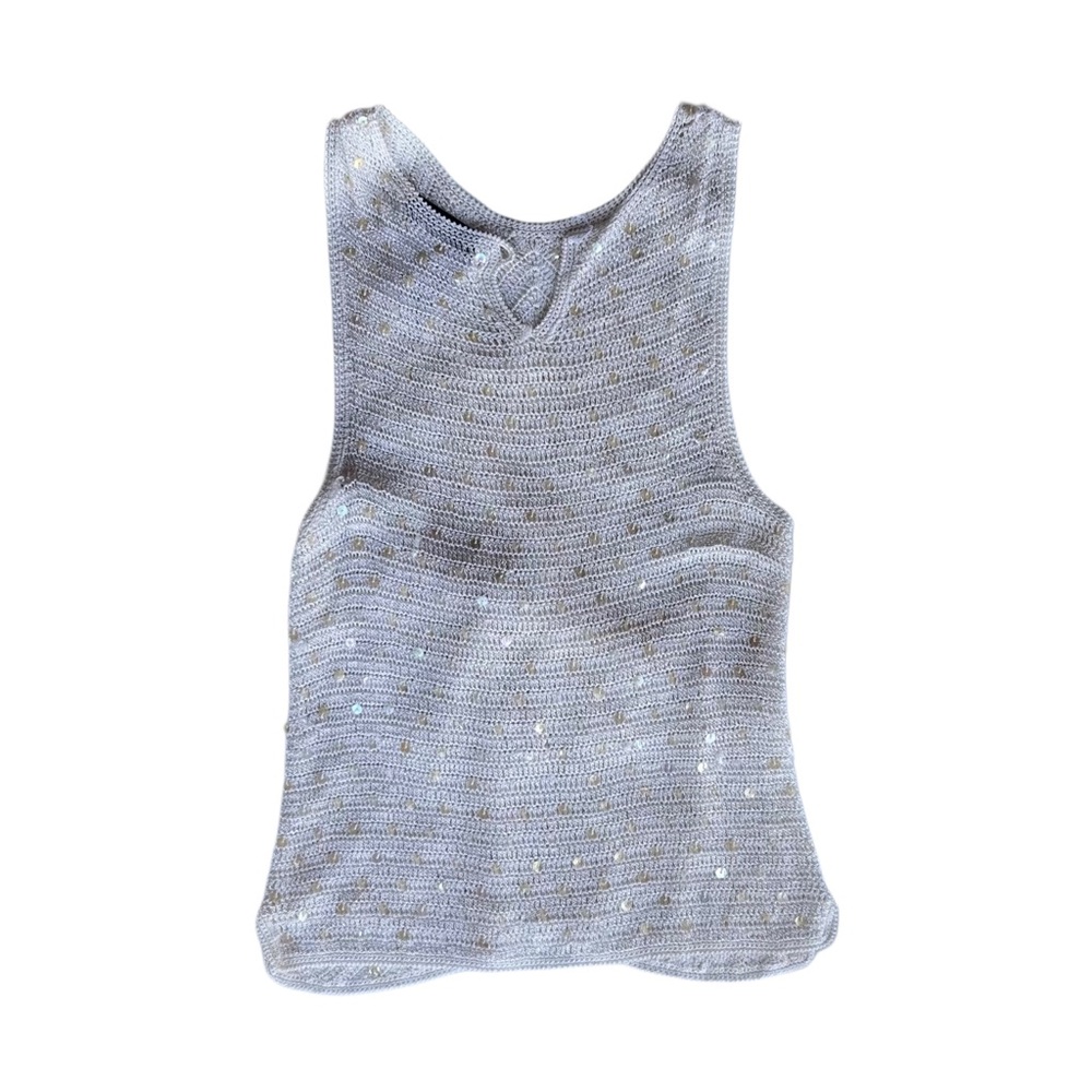 Valenti Cream Sequin Racerback Tank - Picture 2 of 5